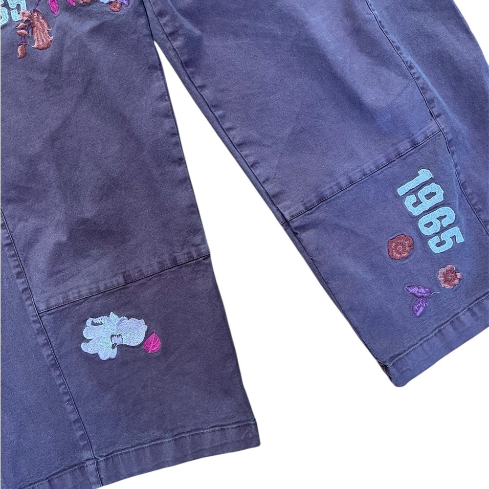 Pilcro 1965 Dusty Purple Izzie Relaxed Pull On Barrel Pants Floral Embroidery - Picture 7 of 12